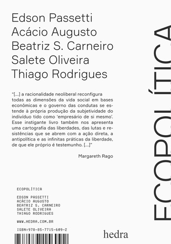Ecopolítica, de  Passetti, Edson. EdLab Press Editora Eirele, capa mole em português, 2019