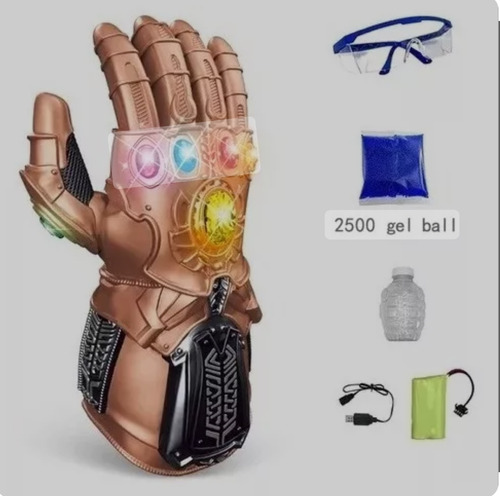 Guante De Thanos Dorado Y Rojo Dispara Hidrogel