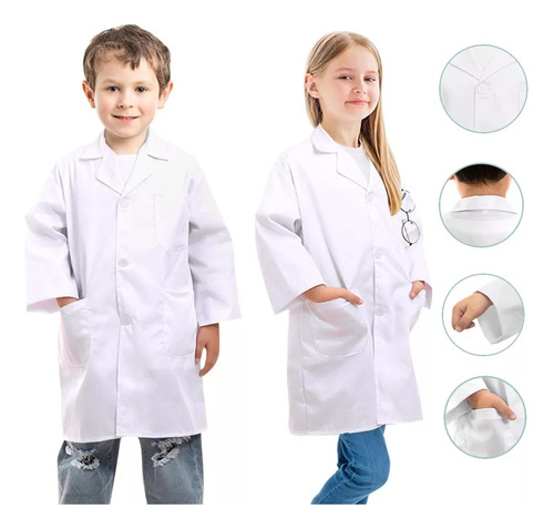 Bata Blanca Para Niños Uniforme Médico Bata De Laboratorio