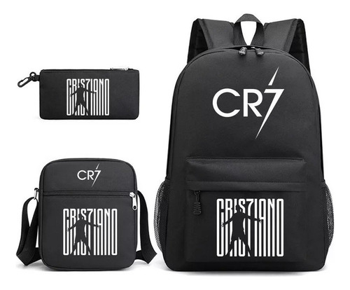 Mochilas Cristiano Ronaldo de 3 peças para meninos e meninas, cor H