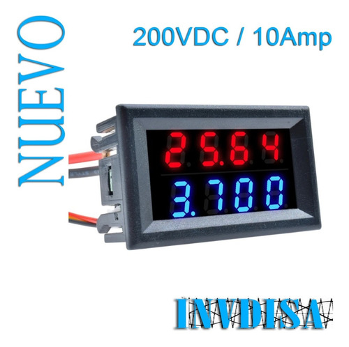 Mini Voltímetro Digital, Amperímetro 4 Bits 200v Dc 10amp