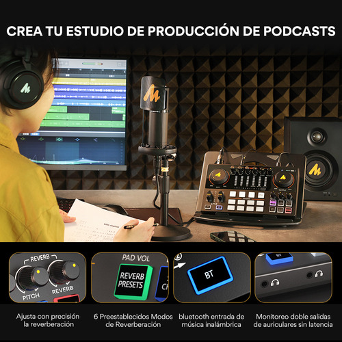 Mezcladora Interfaz De Audio Podcast Stream Maonocaster Ame2