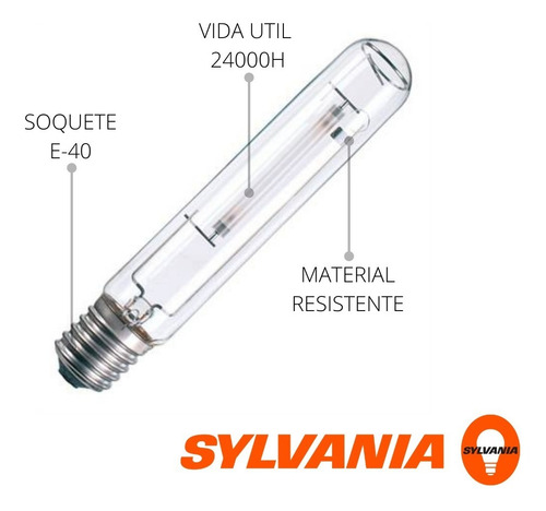 Imagem 3 de 3 de Kit 10pcs Lâmpada Vapor Sodio De 400w Tubular Sylvania