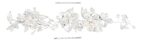 Horquilla De Boda Con Flores Y Perlas Artificiales
