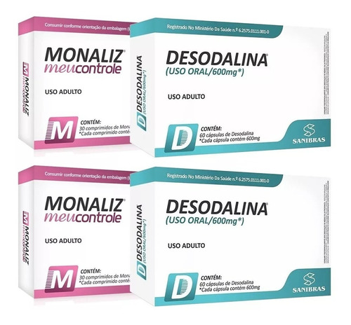 2 Kits Emagrecedor Desodalina + Monaliz - Redutor De Apetite Sabor Sem Sabor