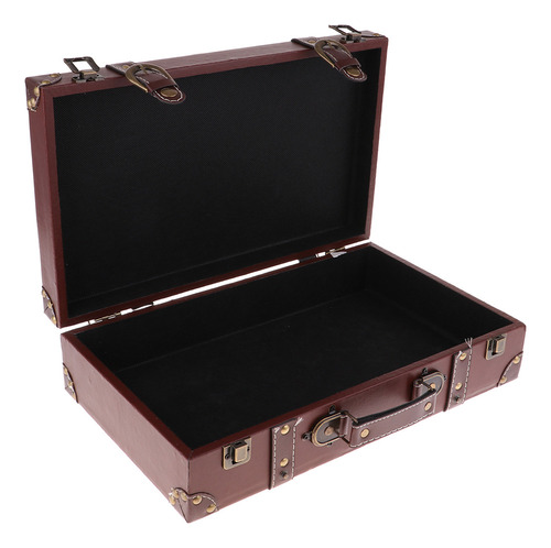 Estuche De Viaje De Madera Antiguo Marrón 40x25x10cm .