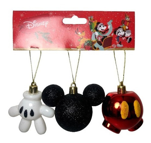 Imagem 1 de 4 de Kit 03 Enfeites Árvore De Natal Mickey Mouse Original Disney