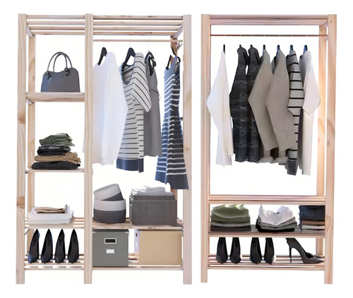 Kit De Expositores Simples E Duplo - Arara Closet Pinus