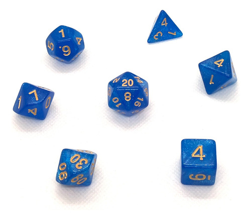 Set 7 Dados Rol - Starry Night Azul Glitter Muy Lejano