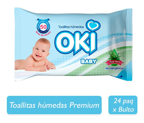 Oki Toallitas Húmedas Aloe 50 Unid X 24 Paq