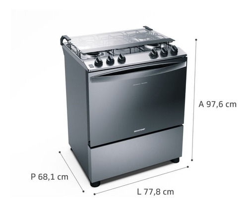 Fogão Brastemp 5 Bocas Cor Inox Bfs5ncr