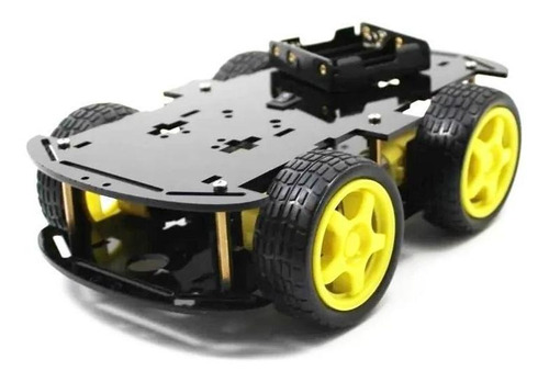 Kit Chasis De Cuatro Ruedas Turbo Negro, Arduino, Robot