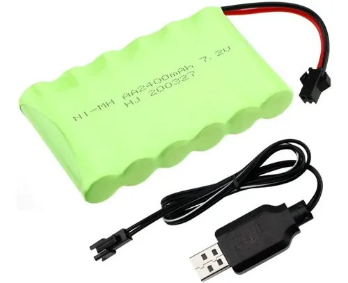 Batteria 7.2V 2400mAh NiMH Con Cavo USB E Connettore SM A 2 Pin Per Auto RC