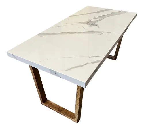 comprar Mesa Porcelanato Carrara Simil Marmol Pata Petiribi 77 X 157