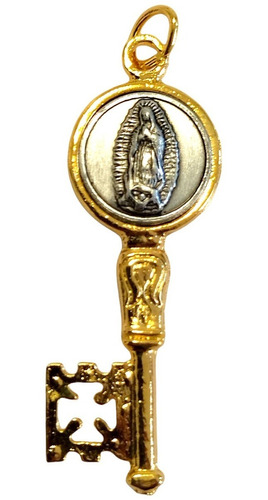 Llave Dorada Con Virgen De Guadalupe - Dije 4 Cm - 10 Piezas