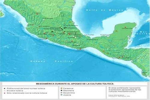 Mapa 45 X 30 Cm. Cultura Tolteca En México Y Centroamerica