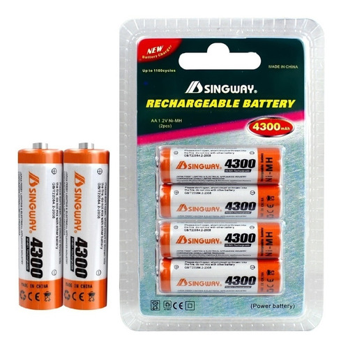 Blister 4 Pilas Aa Recargables 4300 Mah 1100 Ciclos Sw 1.2 V