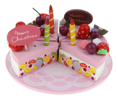 Comida Simulada Para Niños, Tarta Cortada En Madera Para Fie