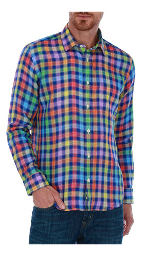 Camisa Casual Scappino De Lino A Cuadros 4148