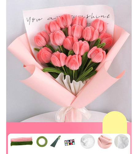 . Flores De Simulación De Felpa Diy Ramo De Tulipanes Eterna