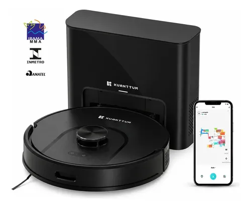 Robô Aspirador Kuanttum X10 Base Autolimpeza Laser 10000Pa Passa ...