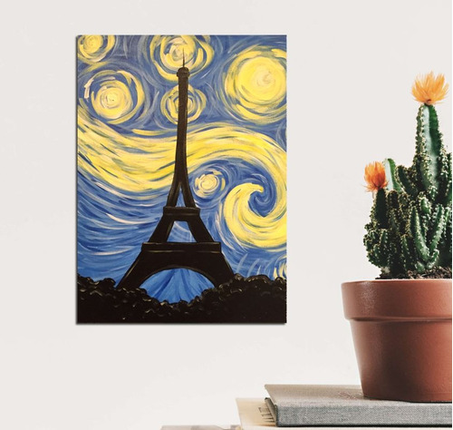 Vinilo Decorativo 30x45cm Paris Torre Eiffel Van Gogh Style