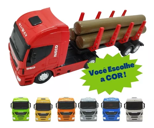Caminhão De Brinquedo Iveco Hi-way Tora De Madeira Usual