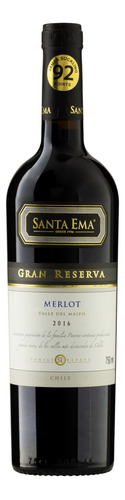 Vinho Chileno Tinto Gran Reserva Santa Ema Merlot Isla de Maipo Garrafa 750ml
