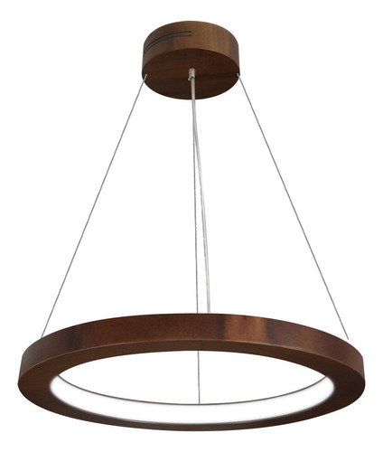 Lustre Led 33w Sirius Pendente Madeira Sala Jantar Arco 60cm