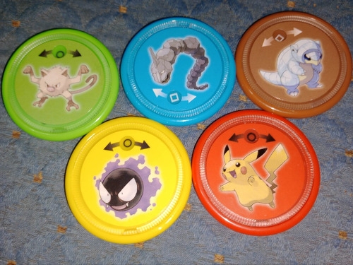 5 Tazos Pokémon Pikachu,gastly,onix,monkey Y Sandrew