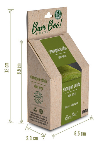 Shampoo Sólido Artesanal Aloe Vera 80 Gr Bam Boo! Lifestyle