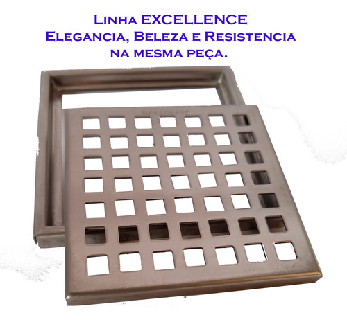 Grelha Ralo 10x10cm Excellence C/caixilho Aço 304 - Moldenox