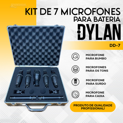 Kit Microfone Para Bateria + Maleta 7 Peças Dylan Dd-7 Cor P