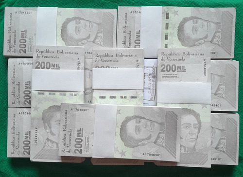 Bloque 10 Fajos Billetes De 200.000 Bolivares  (escaso)