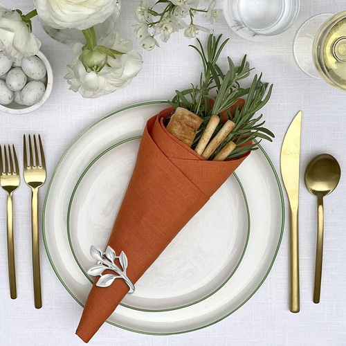 20 Servilletas De Hojas De Metal Para Decoración De Mesa