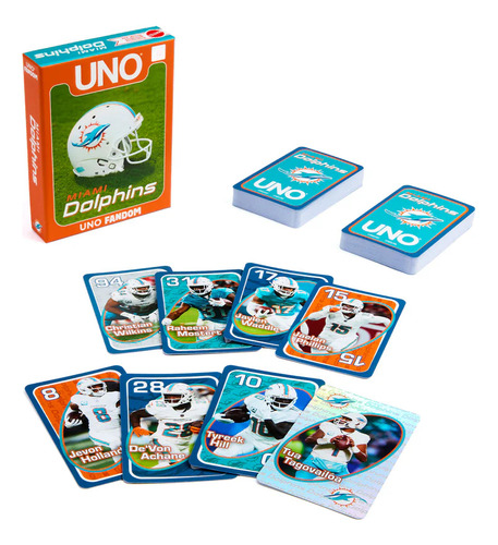 Uno Fandom Nfl Miami Dolphins Mattel 2024 Juego De Mesa