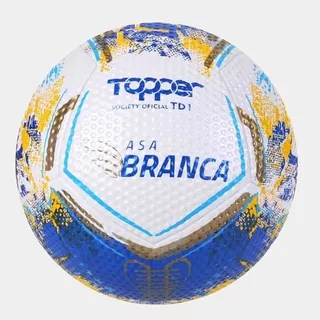 Bola De Futebol Society Asa Branca Td1 Branco Amarela Topper Cor Branco/Azul/Ouro