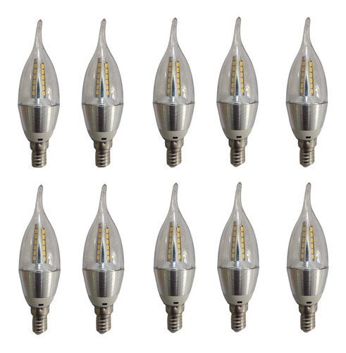 Kit 12 Lâmpada Led Vela 5w E14 Bivolt P/ Lustre Pendente Candelabro Luminária