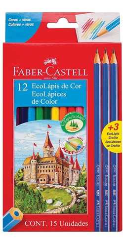 Lápiz Faber Castell Color Ecolápiz Largo X 12 Un + 3 Grafito