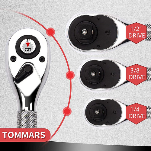 Juego De Trinquetes Stubby Ratchet Con Transmisión De 1/4, 3