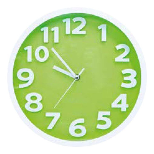 Reloj Plástico De 30 Cm Color Verde-blanco/dbg396