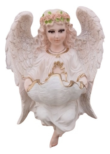 Angel Celestial De Concha De Pared Figura Escultura Resina