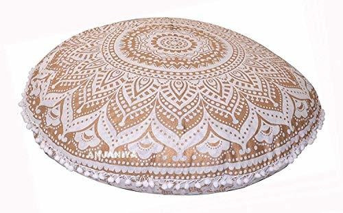 Hemsi-77 Indian Mandala Funda De Almohada De Suelo Redonda F