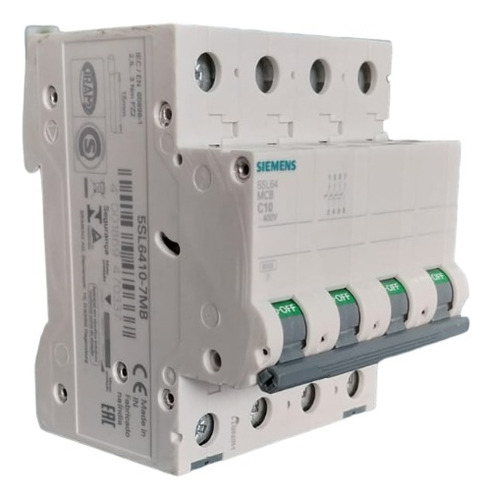 Llave Termica 4p - 10a - 6ka Siemens 5sl6410-7mb