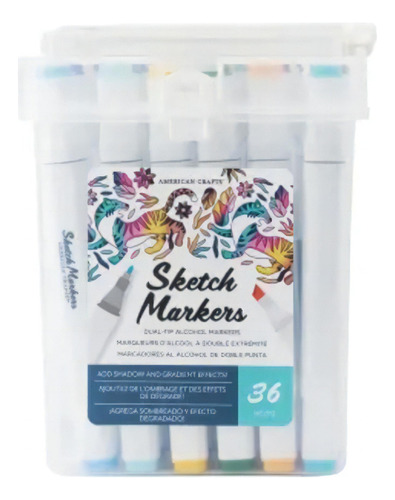 Sketch Markers American Crafts Doble Punta Pack Con 36 Pzs