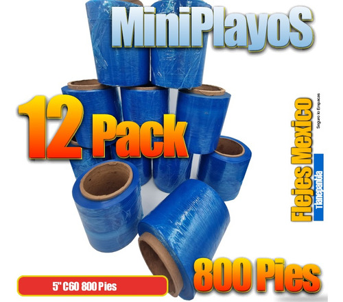 12 Mini Playos Emplaye  5 Pulgadas  Color Azul - 800 Pies