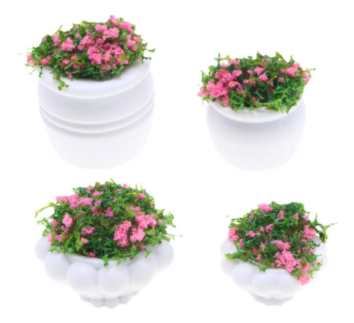4x Planta De Muñeca Bonsais Artificial Pequeña Planta De