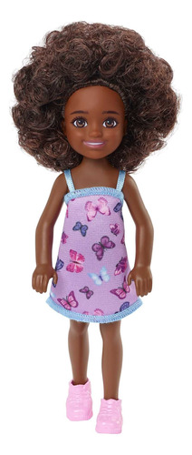 Barbie Muñeca Chelsea (cabello Castaño Rizado) Con Vestid.