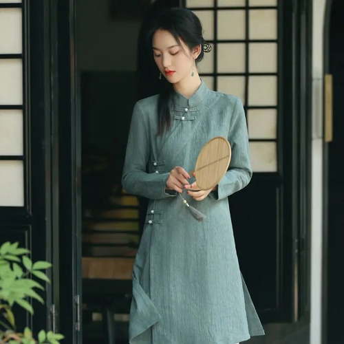 Camisa Mejorada, Blusa Larga Cheongsam, Traje Tang, Falong