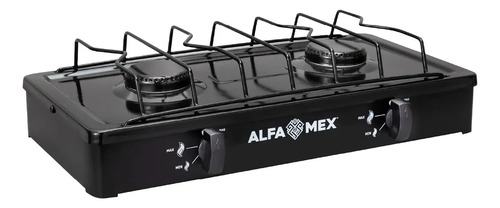 Alfamex - Parrilla A Gas Lp 2 Quemadores Negro